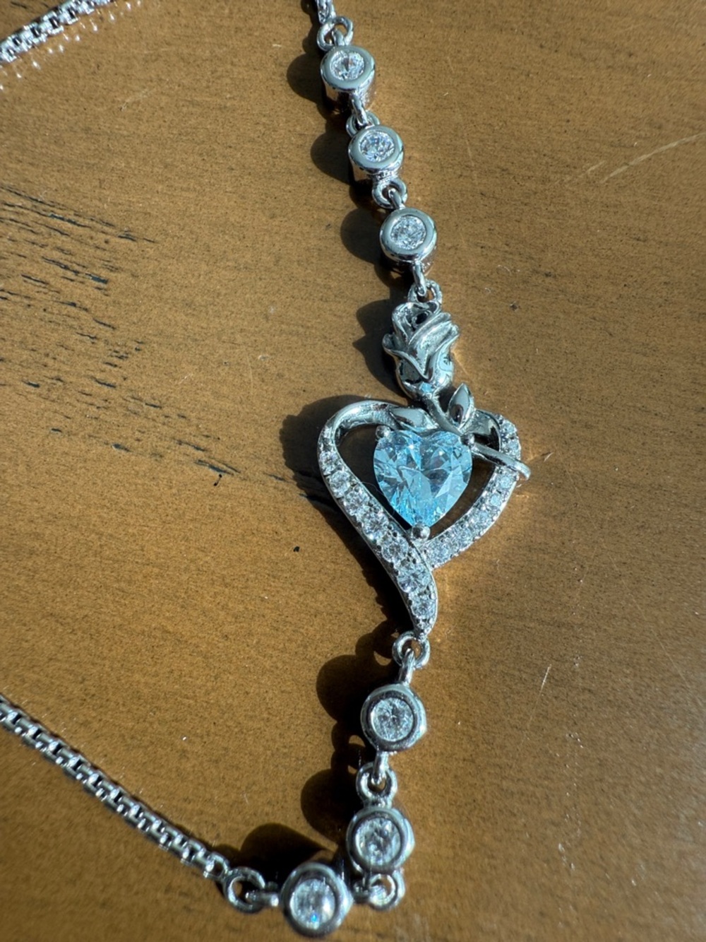 Sterling Silver Heart Cubic Zirconia Adjustable Bracelet, New in Box - Picture 3 of 5